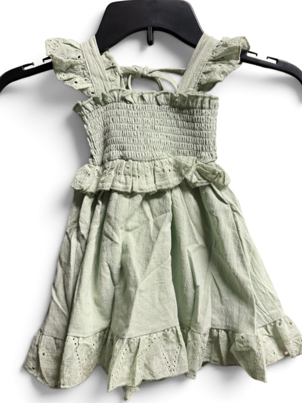 NWT Baby Girl Sage Green Smocked Cotton Dress 12-18M